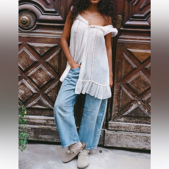 We The Free Good Luck Mid-Rise Barrel Jeans Ultra Light Beam Size 30 Short - Picture 5 of 16